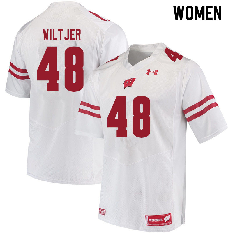 Women #48 Travis Wiltjer Wisconsin Badgers College Football Jerseys Sale-White - Click Image to Close